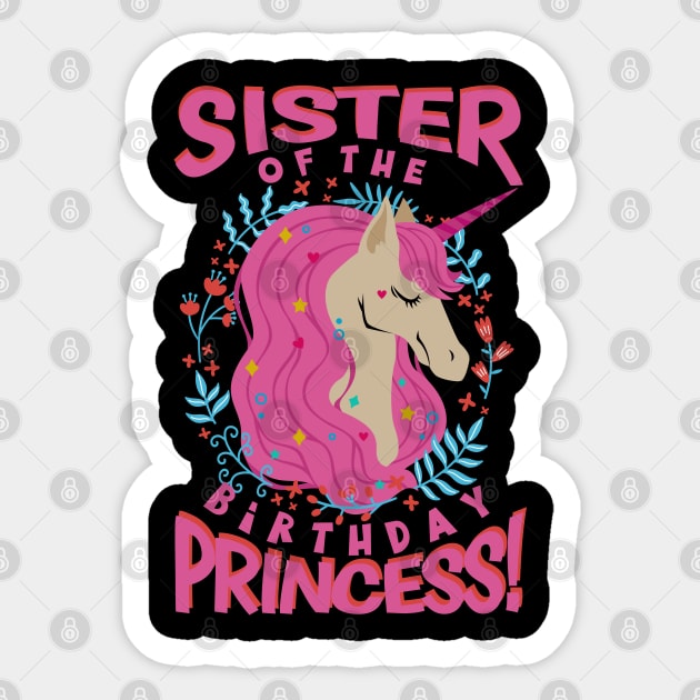 Sister of the Birthday Princess Unicorn Sticker by aneisha